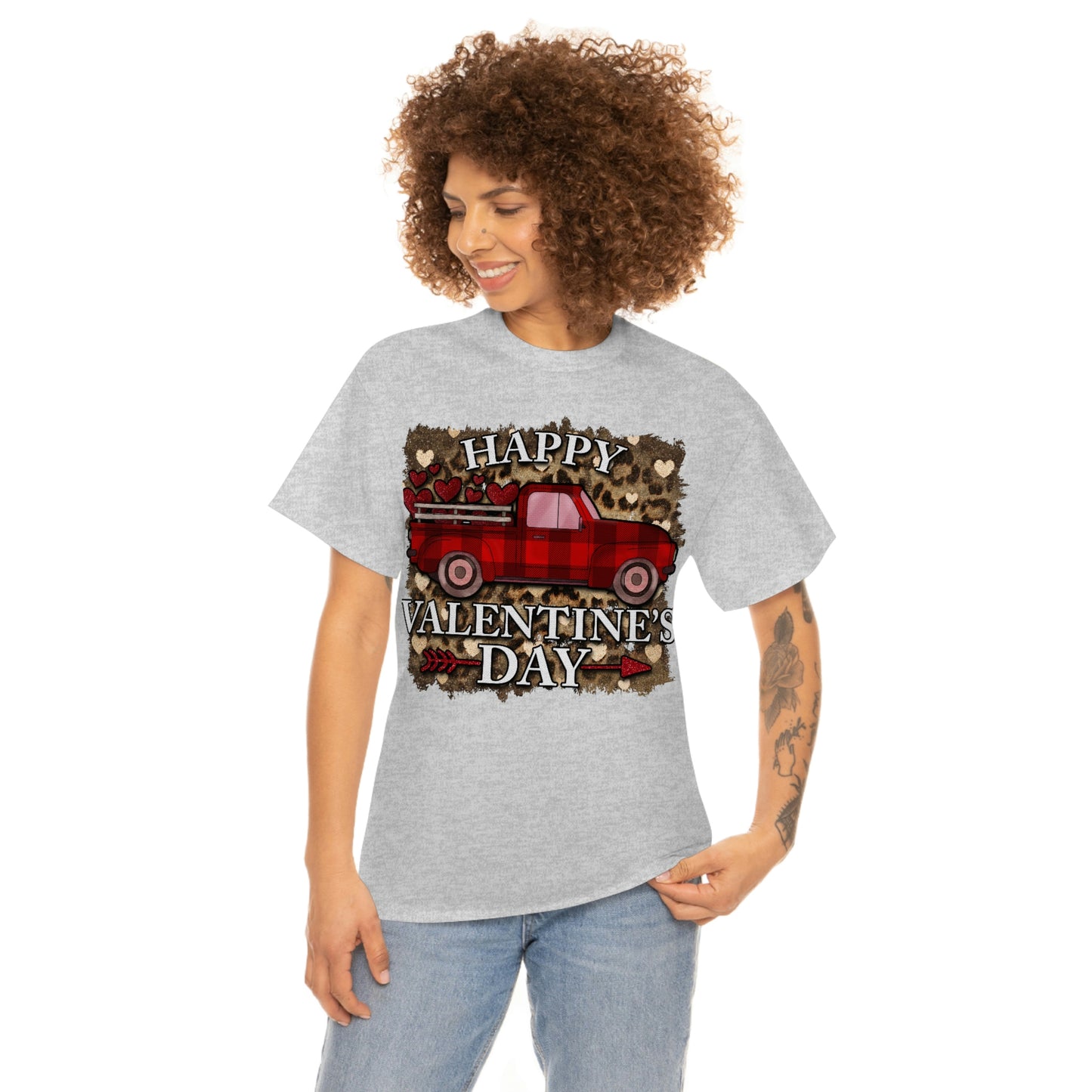 Happy Valentine Country Truck Shirt, Unisex Heavy Cotton Tee