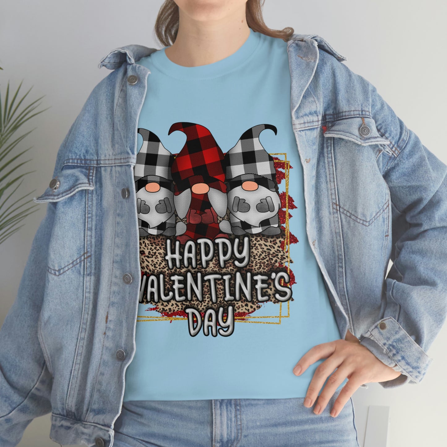 Gnome Buffalo Plaid Valentine Tshirt, Valentine Shirt, Gnome Shirt ,Unisex Heavy Cotton Tee