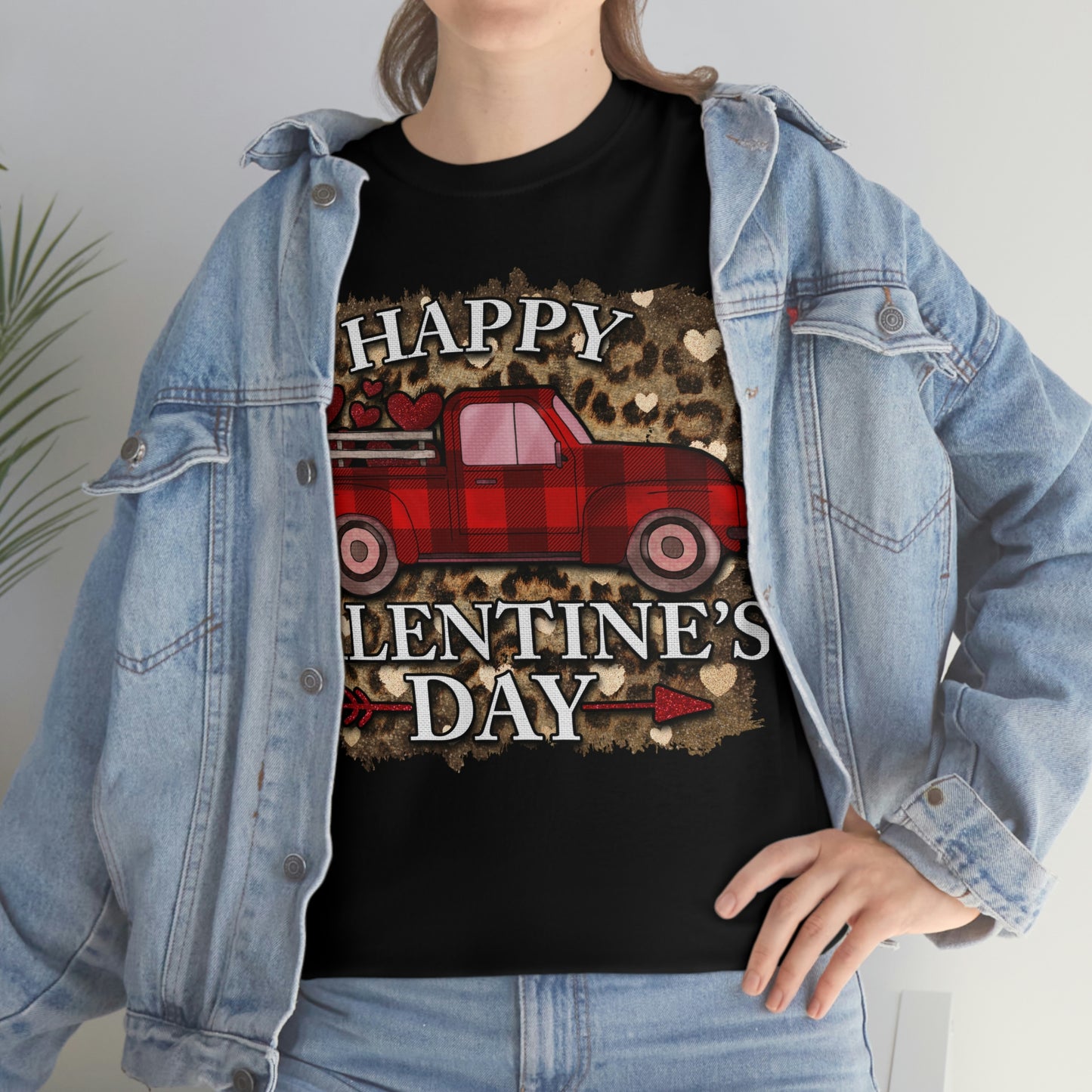 Happy Valentine Country Truck Shirt, Unisex Heavy Cotton Tee