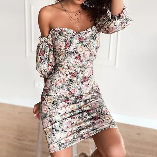 Off Shoulder Slim Fit Short Sleeve Dress