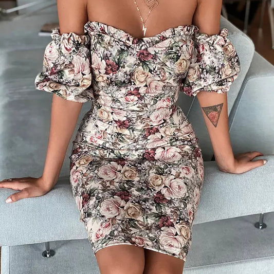 Off Shoulder Slim Fit Short Sleeve Dress