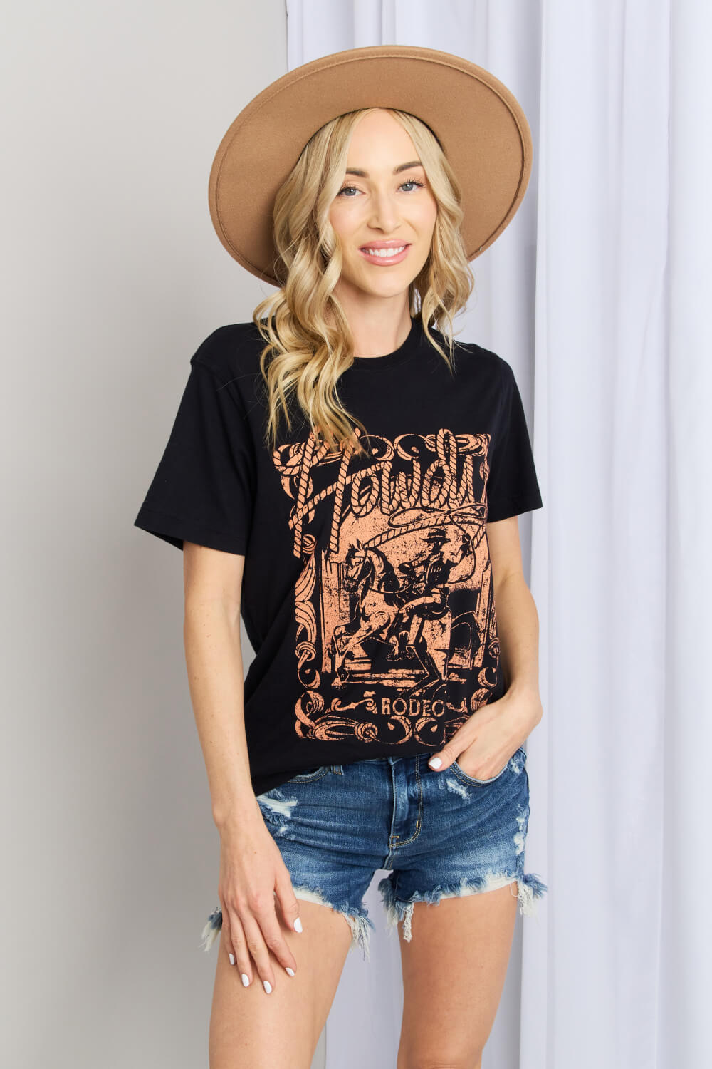 Howdy Western Tshirt Full Size Graphic Round Neck Tee