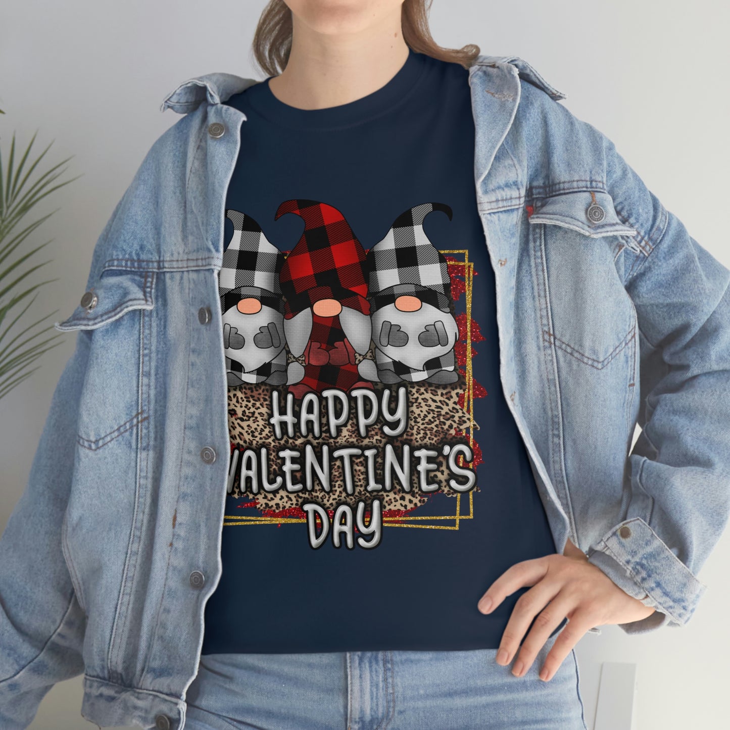 Gnome Buffalo Plaid Valentine Tshirt, Valentine Shirt, Gnome Shirt ,Unisex Heavy Cotton Tee