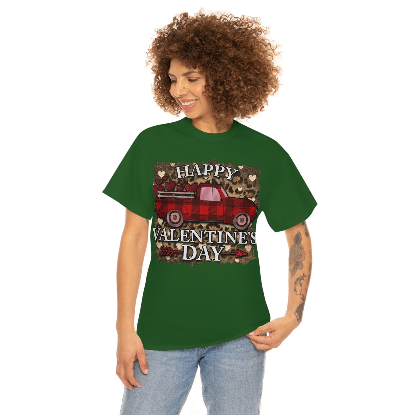 Happy Valentine Country Truck Shirt, Unisex Heavy Cotton Tee