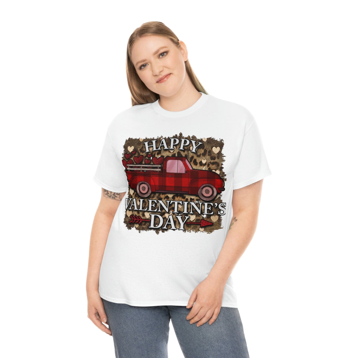 Happy Valentine Country Truck Shirt, Unisex Heavy Cotton Tee