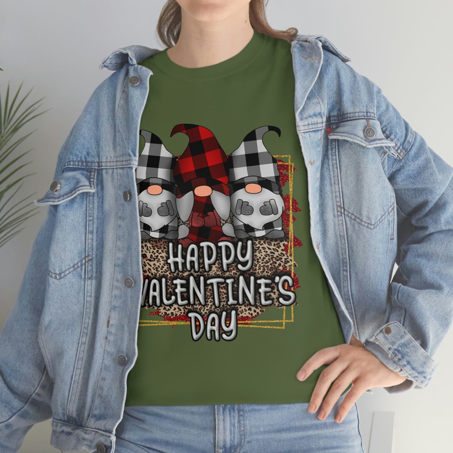 Gnome Buffalo Plaid Valentine Tshirt, Valentine Shirt, Gnome Shirt ,Unisex Heavy Cotton Tee