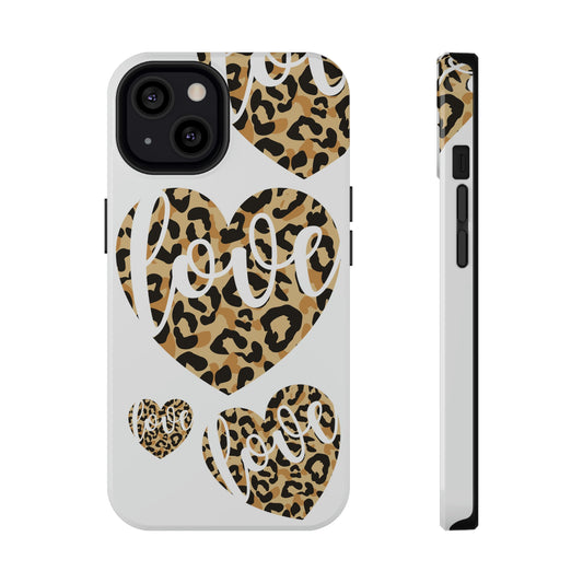 Love with leopard heart phone case Impact-Resistant Cases