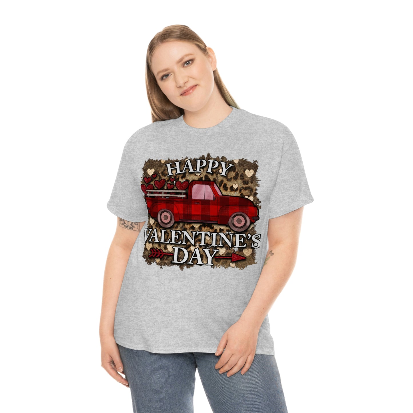 Happy Valentine Country Truck Shirt, Unisex Heavy Cotton Tee