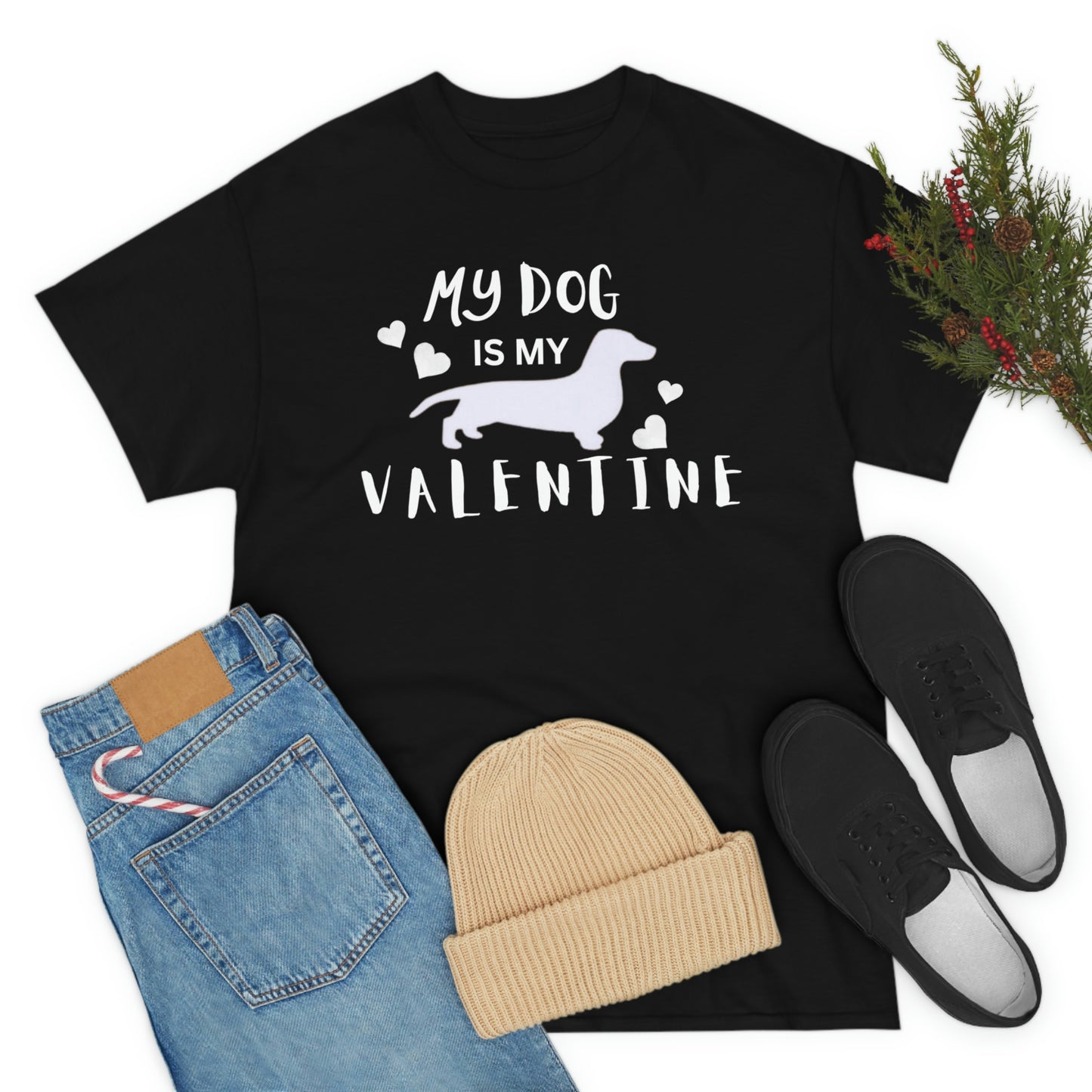 Dog Lover Valentine T shirt, My Dog is my Valentine Tshirt, Mom Dog Heart Tshirt, Pet lover Unisex Heavy Cotton Tee