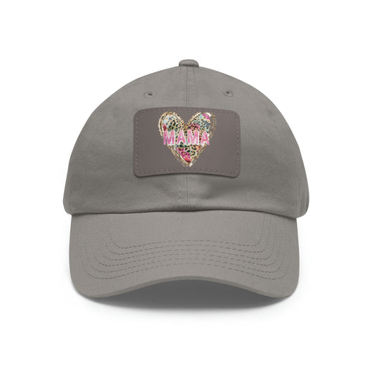 Valentine Mama Heart Baseball Hat, Heart Mama  Hat with Leather Patch, Mother's day Hat