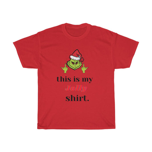 a The Grinch Giving finger,This is my Jolly Shirt, Funny Grinch Tshirt,funny Christmas shirt, Christmas gift - Tumble Hills