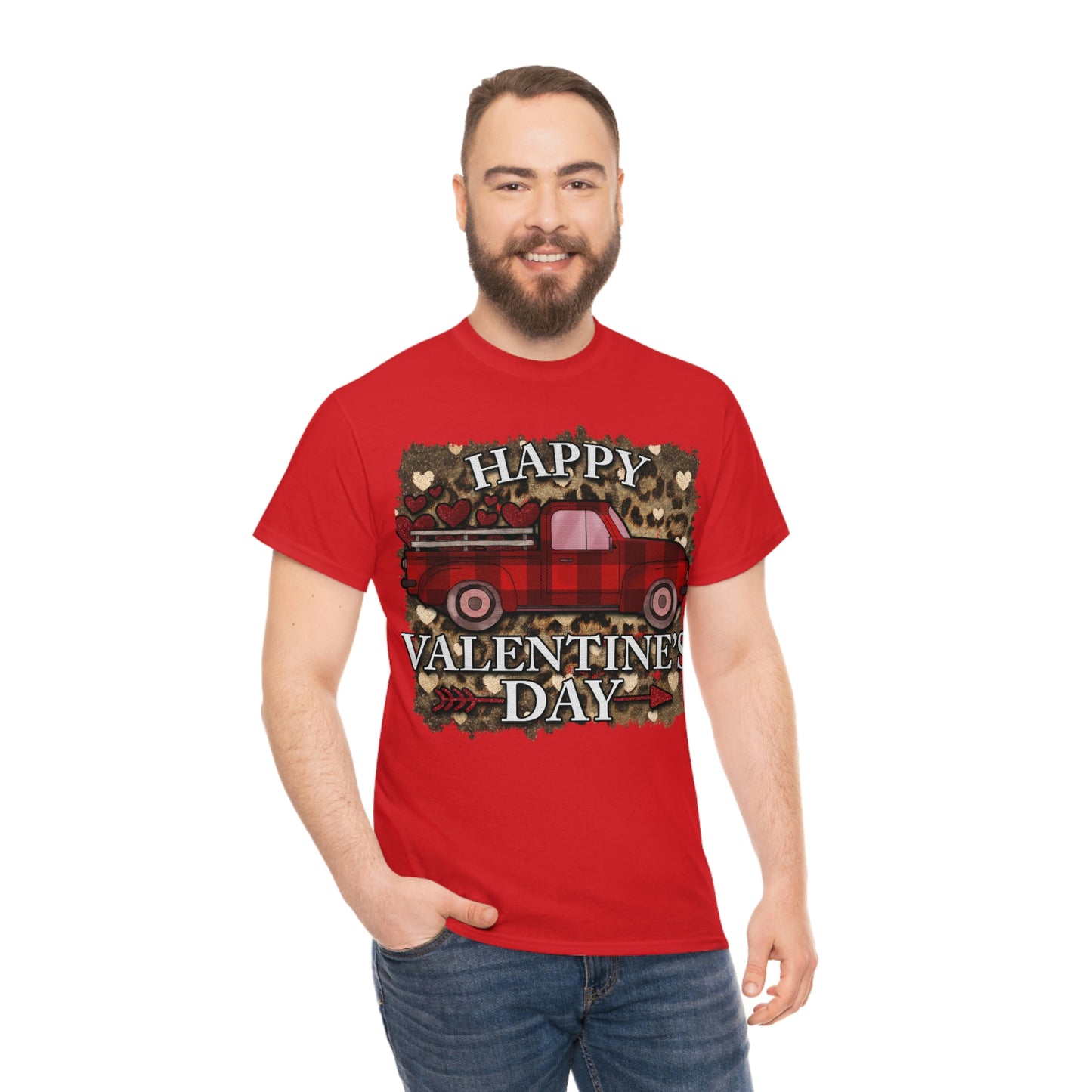 Happy Valentine Country Truck Shirt, Unisex Heavy Cotton Tee