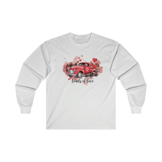 Loads of Love Valentine Tshirt, Old Fashion Truck and Hearts, Country Tshirt,Ultra Cotton Long Sleeve Tee