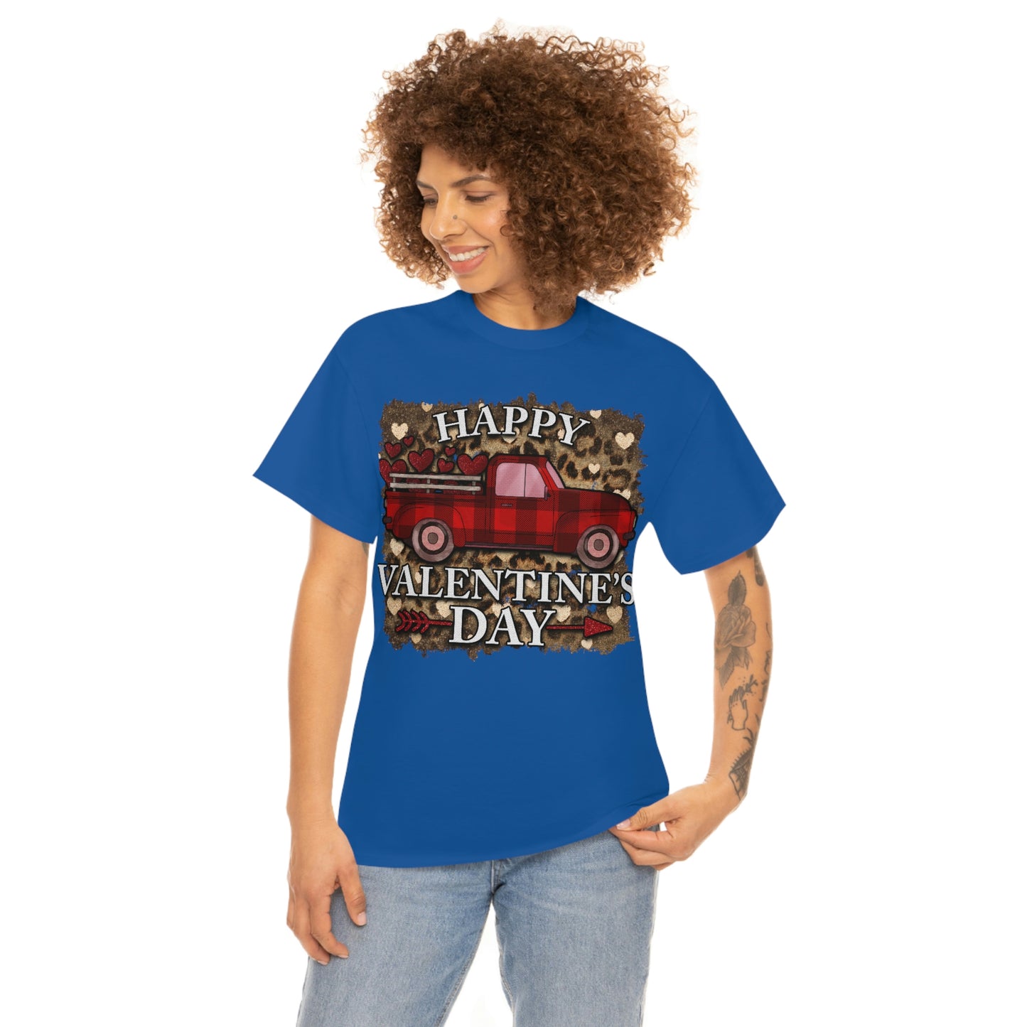 Happy Valentine Country Truck Shirt, Unisex Heavy Cotton Tee