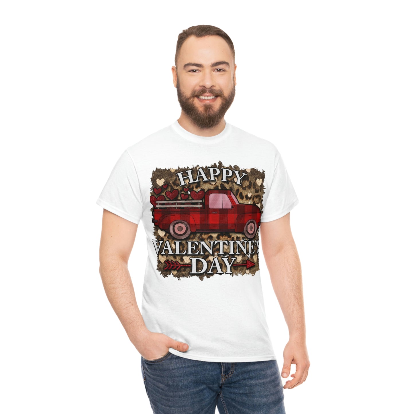 Happy Valentine Country Truck Shirt, Unisex Heavy Cotton Tee