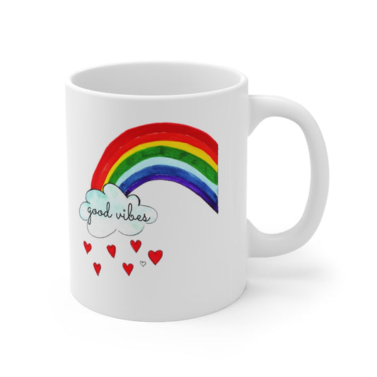 a Good vibes Mug, Happy Mug, Rainbow Mug,Christmas Gift - Tumble Hills