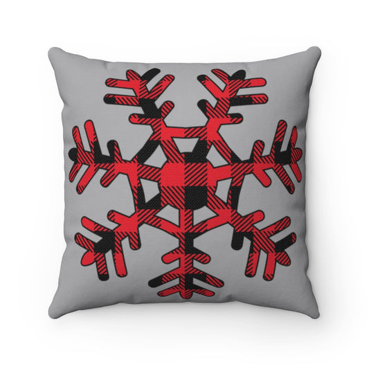 Christmas Pillow,Buffalo Plaid Snowflake,Spun Polyester Square Pillow,Home decoation - Tumble Hills