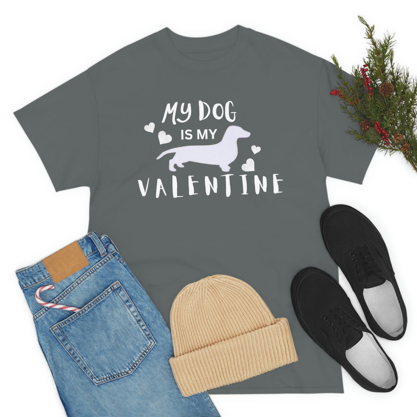 Dog Lover Valentine T shirt, My Dog is my Valentine Tshirt, Mom Dog Heart Tshirt, Pet lover Unisex Heavy Cotton Tee