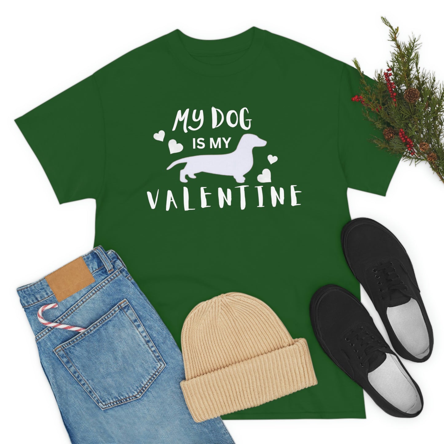 Dog Lover Valentine T shirt, My Dog is my Valentine Tshirt, Mom Dog Heart Tshirt, Pet lover Unisex Heavy Cotton Tee