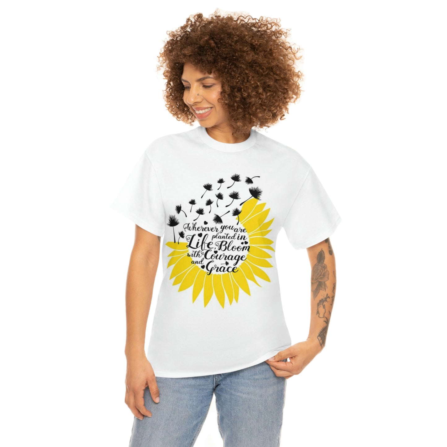 Sunflower Inspirational Shirt, Mother's day, Woman Shirt, Unisex Heavy Cotton Tee