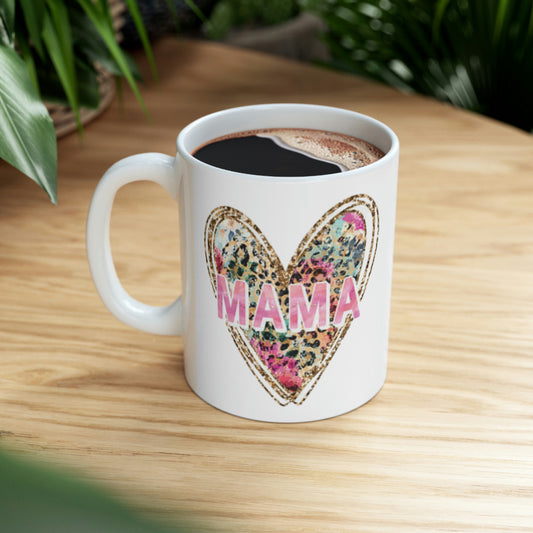 Mama Heart Valentine Ceramic Mug 11oz, Mother's day Mug, Valentine Gift