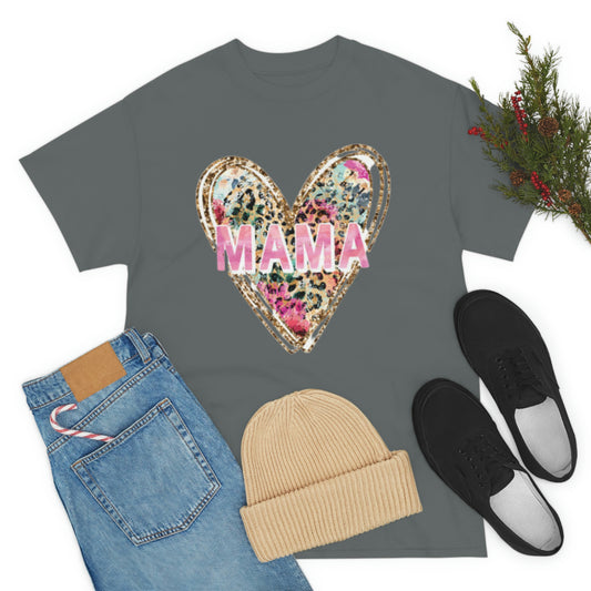 Mama Heart Valentine tshirt, Mom Heart Tshirt, Valentine Gift Unisex Heavy Cotton Tee