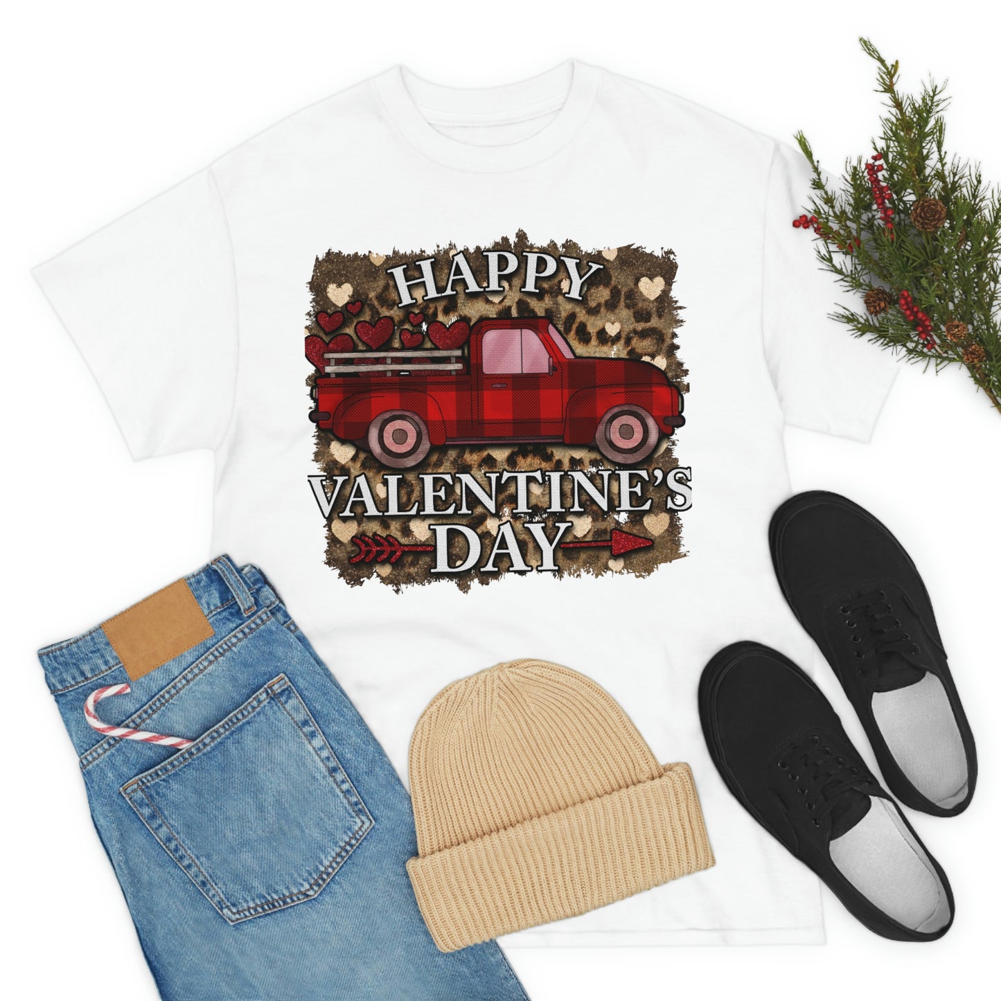 Happy Valentine Country Truck Shirt, Unisex Heavy Cotton Tee