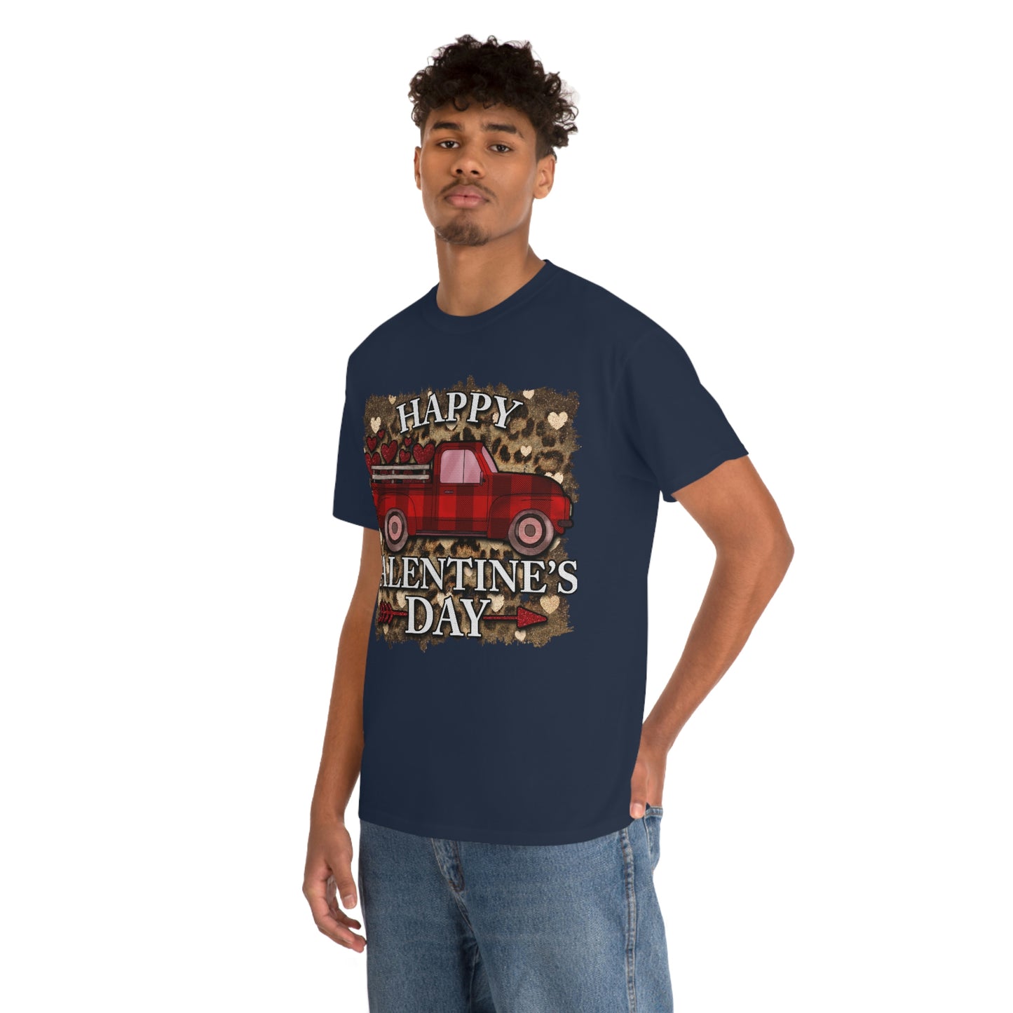 Happy Valentine Country Truck Shirt, Unisex Heavy Cotton Tee