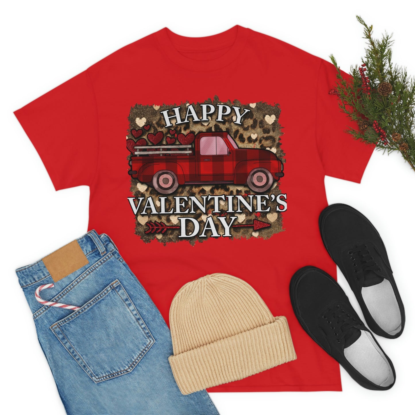 Happy Valentine Country Truck Shirt, Unisex Heavy Cotton Tee