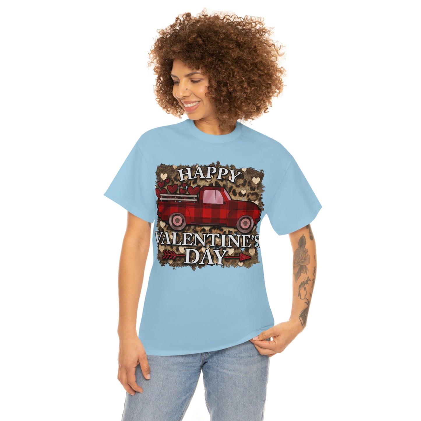 Happy Valentine Country Truck Shirt, Unisex Heavy Cotton Tee