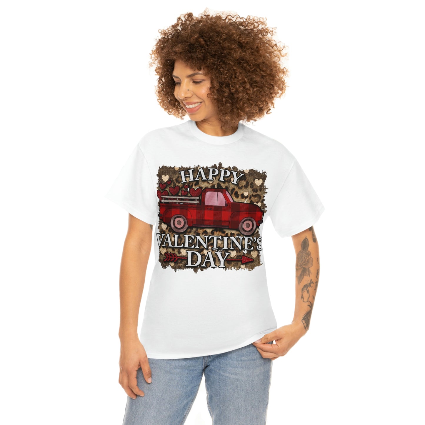 Happy Valentine Country Truck Shirt, Unisex Heavy Cotton Tee