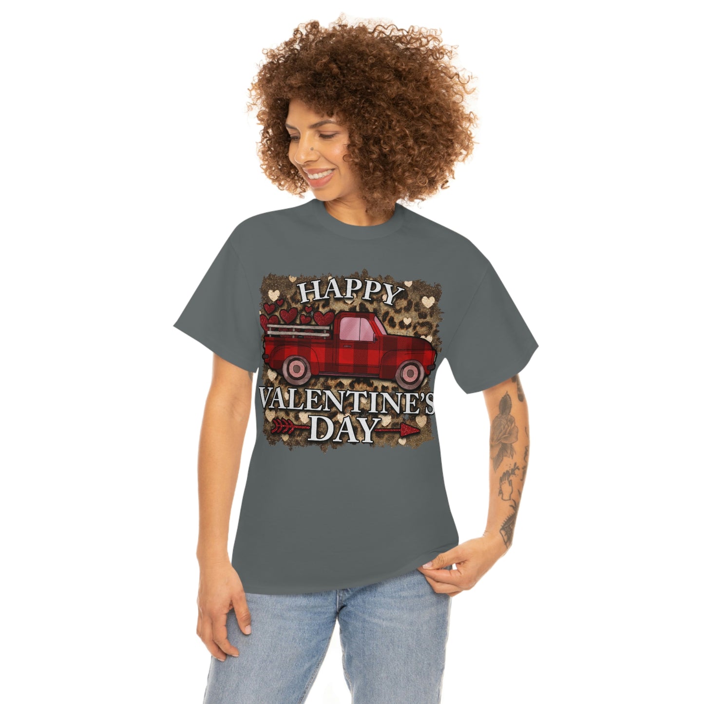 Happy Valentine Country Truck Shirt, Unisex Heavy Cotton Tee