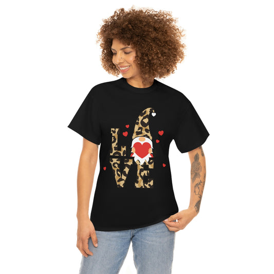 LOVE Gnome, Valentine Shirt, Gnome Shirt, Heart Shirt Unisex Heavy Cotton Tee