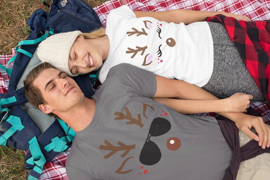 Couples Reindeer Tshirt,Christmas Couples shirt,Merry Christmas Shirts,couples gift,gift for her. freeshipping - Tumble Hills