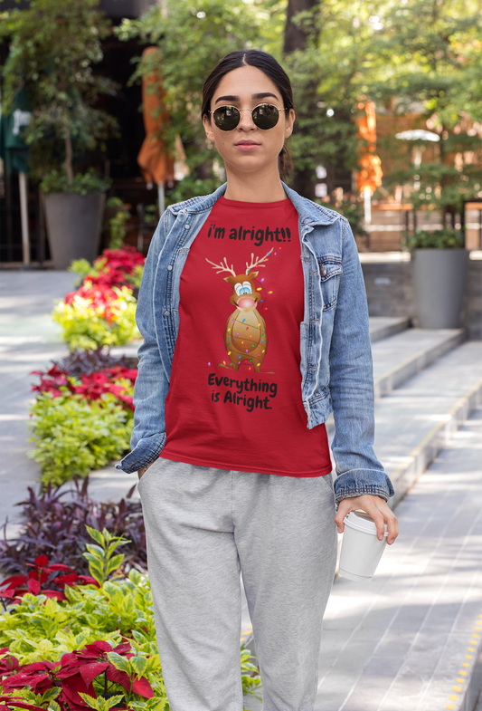 I'm Alright, Everything is Alright Reindeer Tshrit, Funny Christmas Shirt, Funny Reindeer Shirt - Tumble Hills